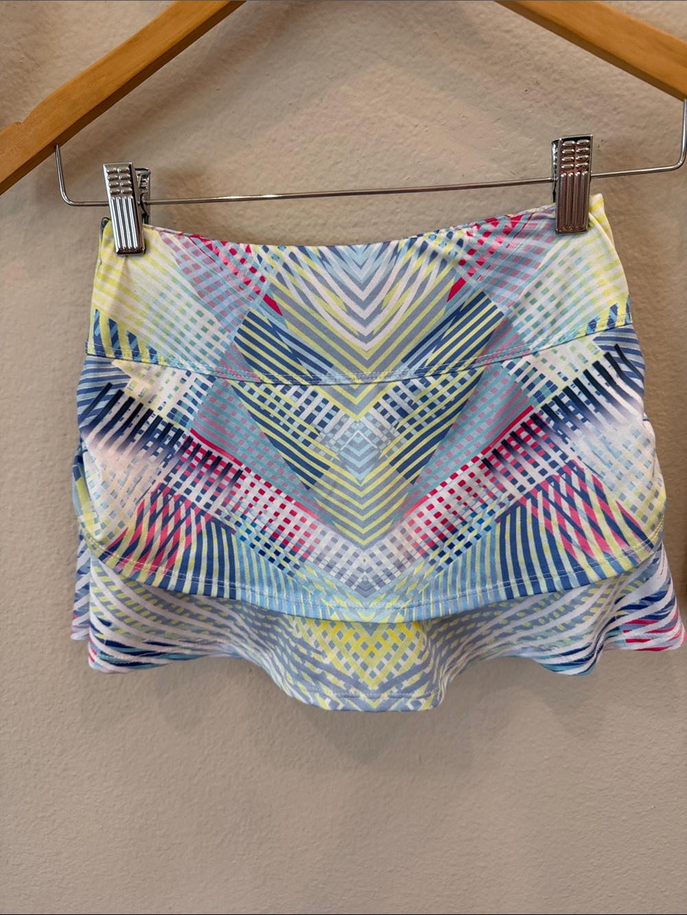 Lucky in Love Blue Yellow Pink Geometric Girls' Skort